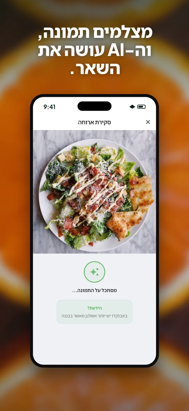 אפליקציית Wellix מנתחת תמונה של סלט באייפון