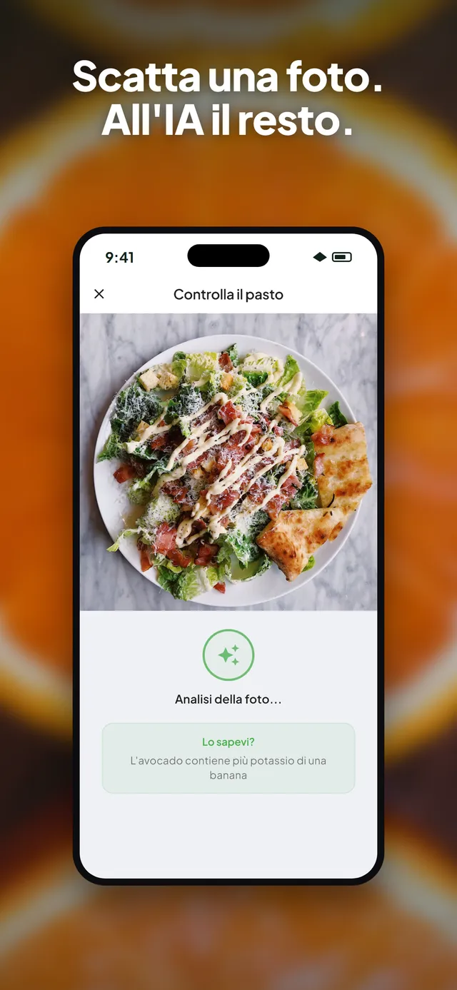 L'app Wellix che analizza la foto di un'insalata su iPhone