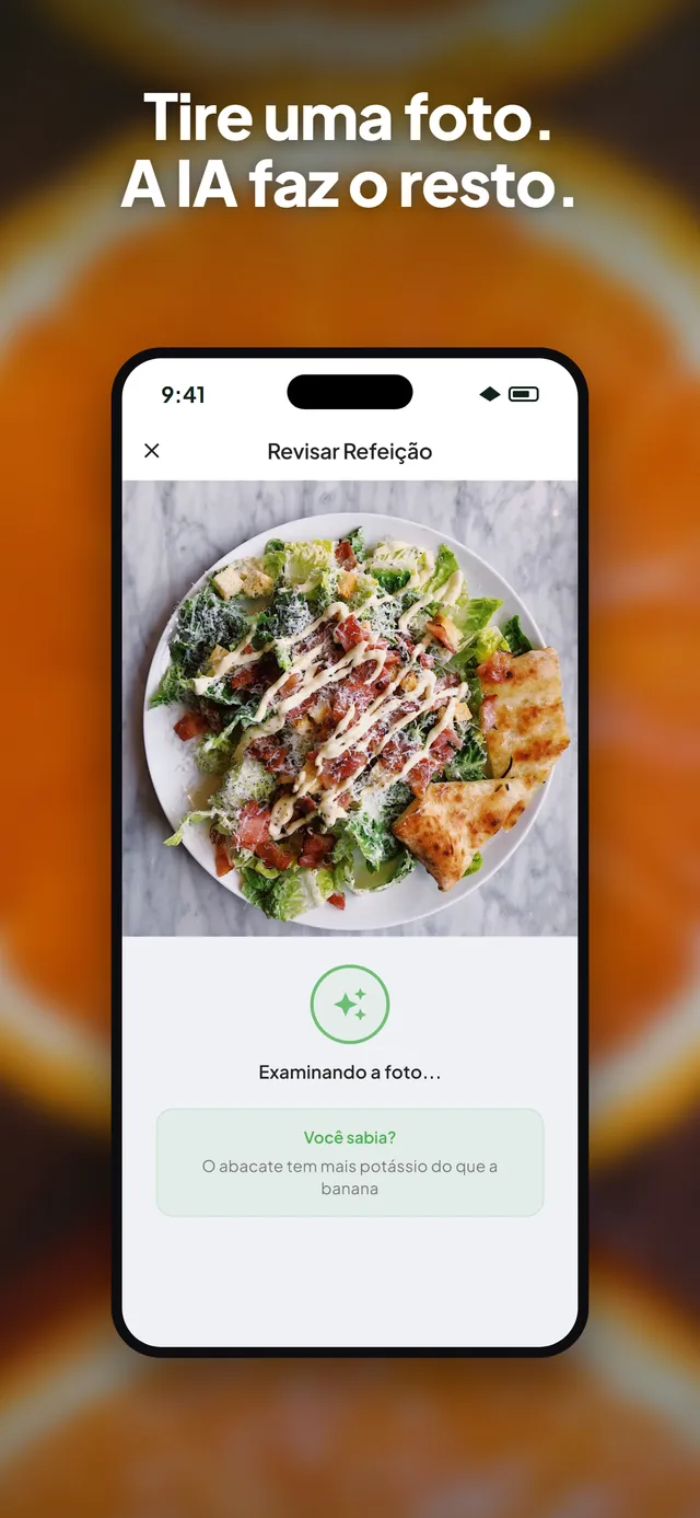 App Wellix analisando a foto de uma salada no iPhone