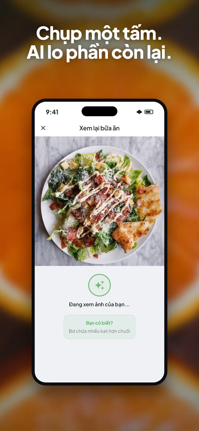 Ứng dụng Wellix phân tích ảnh đĩa salad trên iPhone